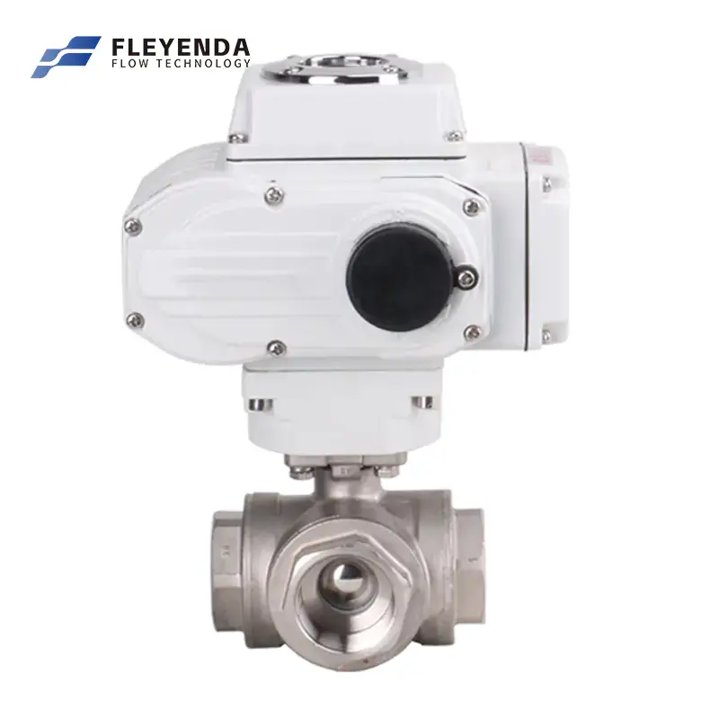 Fleyenda 2pc 3 Way Electric Actuated Ball Valve