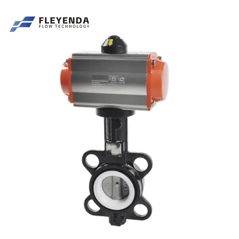 Fleyenda Cast Iron Soft Sealing Pneumatic Wafer Butterfly Valve