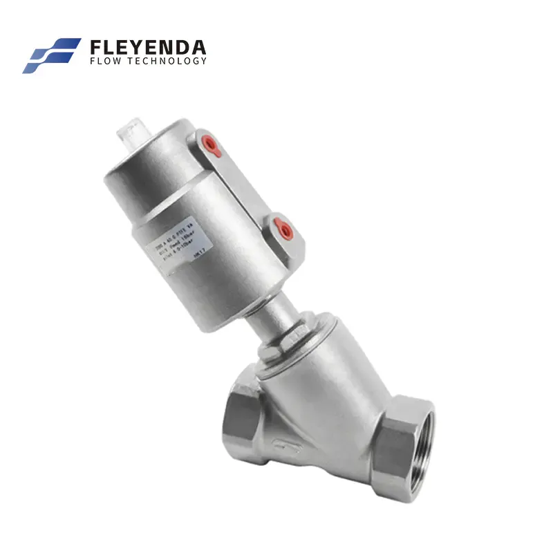  SS304 Heat Resistance Angle Body Valves with Pneumatic Actuator 