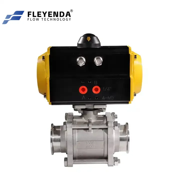 3 Pcs Tri-Clamp Sanitary Pneumatic Ball Valve 