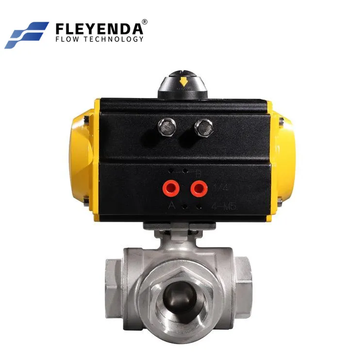 3/8" to 4" Inch Pneumatic 3 Way Thread Ball Valve