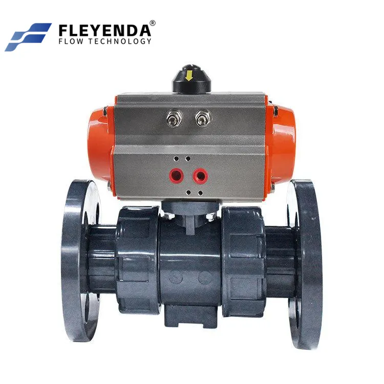 2 Way PVC CPVC Flanged Anti-corrosion Pneumatic Ball Valve