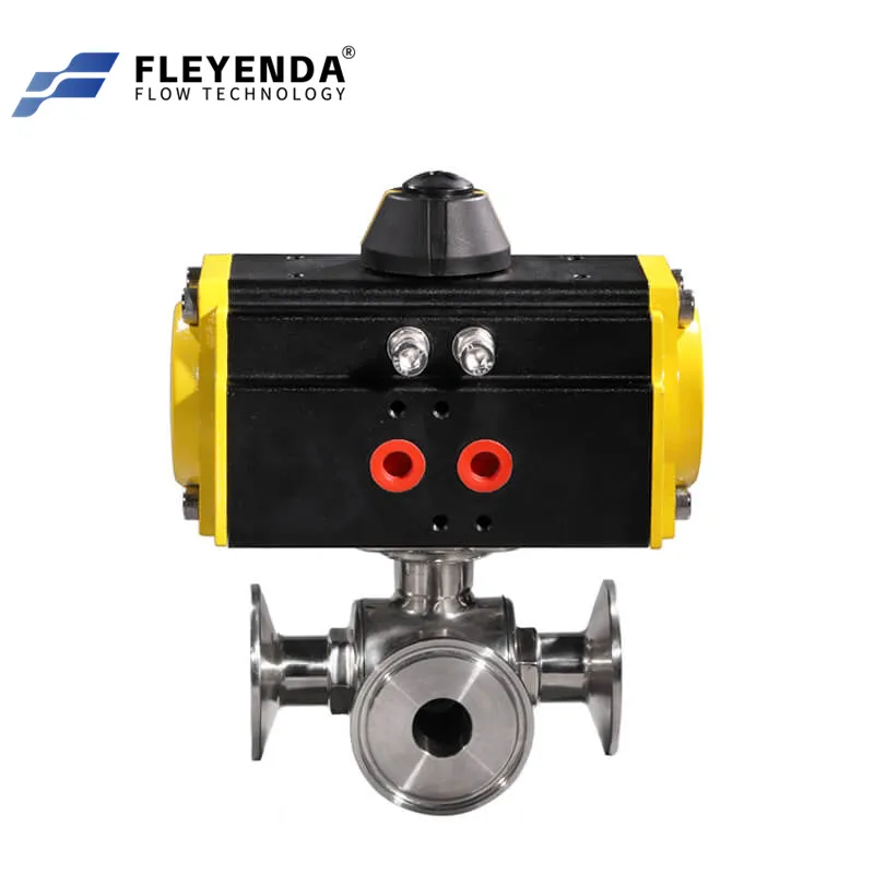 2 Inch Tri-clamp Sanitary 3-way Ball Valve with Pneumatic Actuator