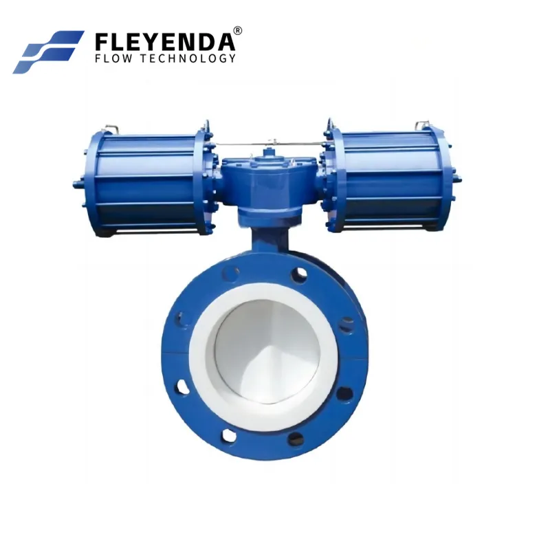 Fluorine Lining Double Flanged Butterfly Valve with Pneumatic Actuator