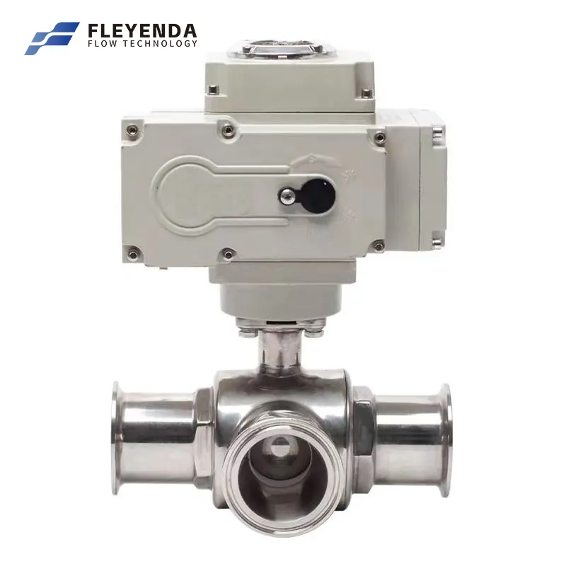 3/4" to 4" Inch 3 Way Clamp Electric Sanitary Ball Valve 