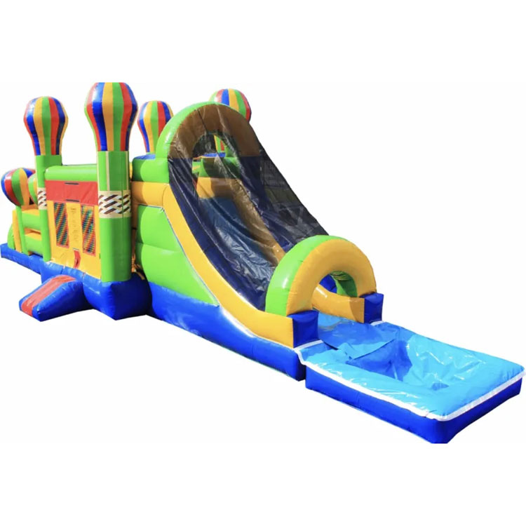 Balloons Inflatable Bouncer With Water Slide Dry Wet Obstacle Course