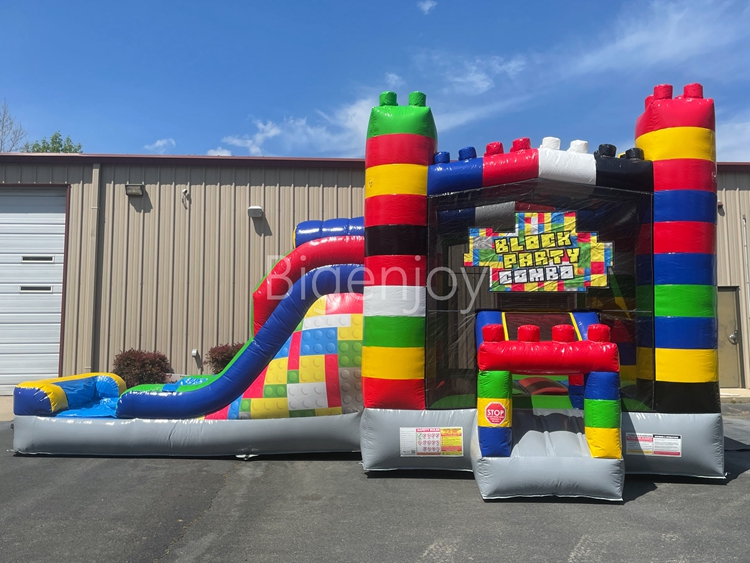 Water Slides With Bounce House Block Party Combo with Water Slide